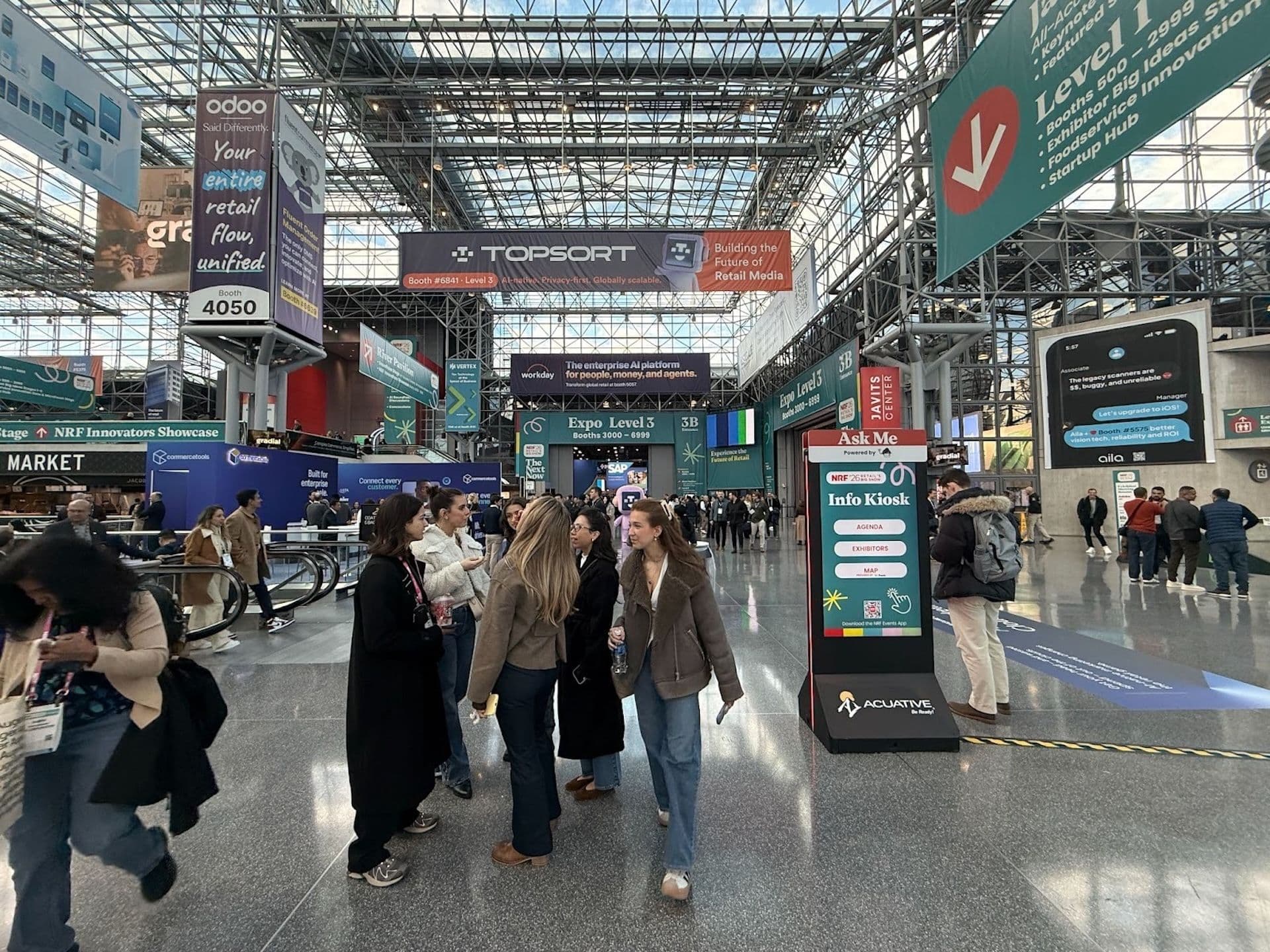 Interactive BIG Digital info kiosk supporting attendee wayfinding at NRF 2026